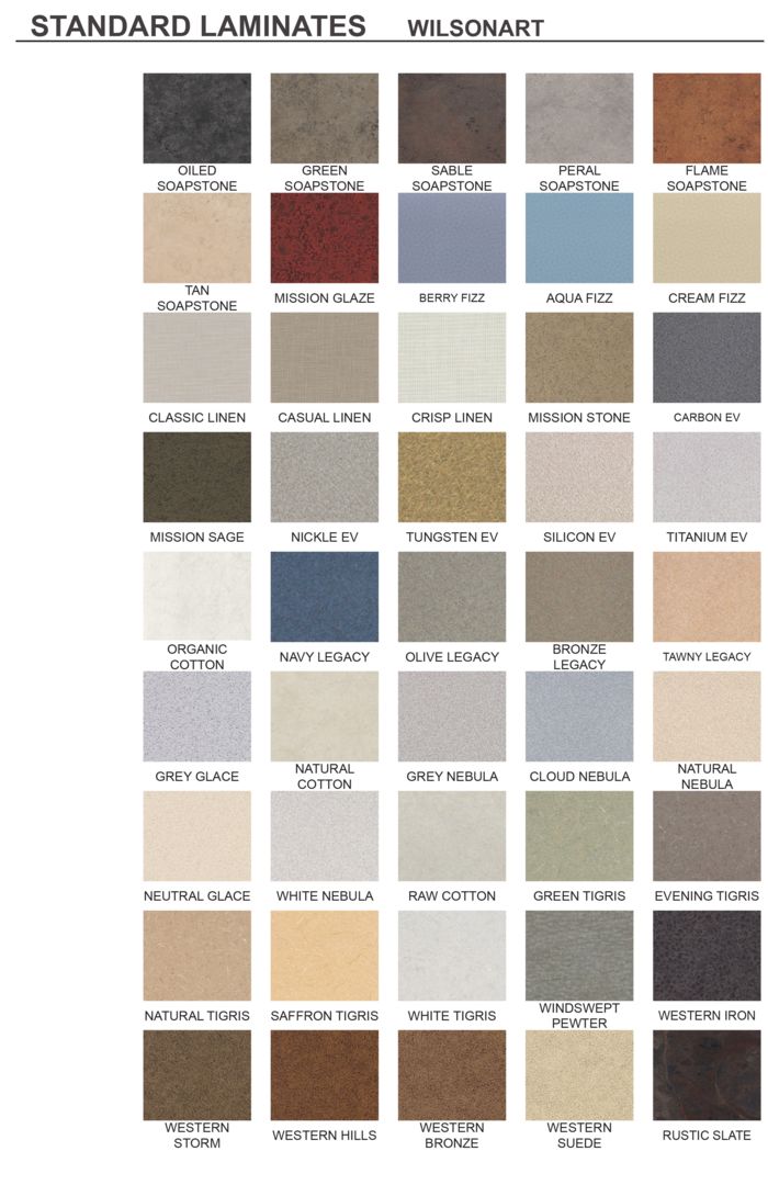 standard laminate finishes formica plastic laminate color chart